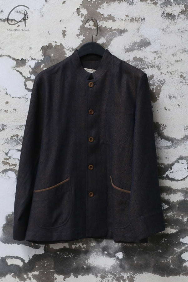 AVIVA JIFEI XUE 24 Autumn/Winter Wool Linen Denim Stand Collar Chore Jacket AJX-FW24-SCCJ-WLD-NZ Denim